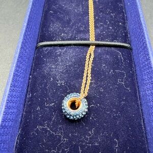 NWT SWAROVSKI Blue Crystalal Rose Gold Plated Necklace